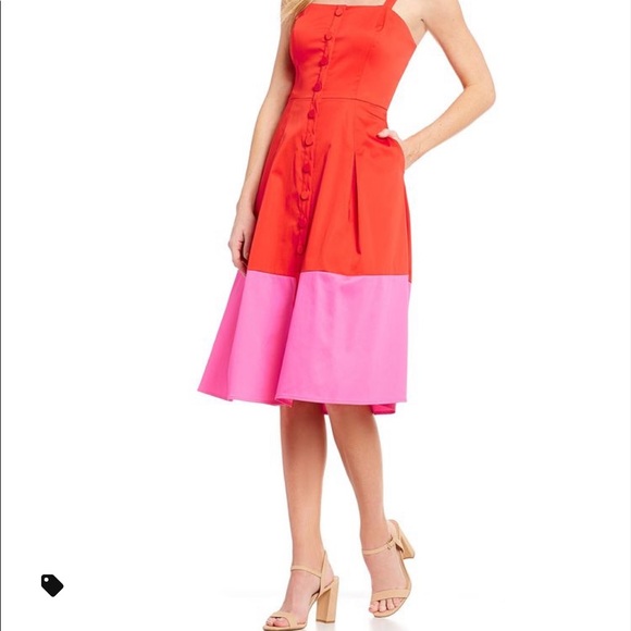 Gianni Bini Becca Color-block Button Dress. - Picture 2 of 12